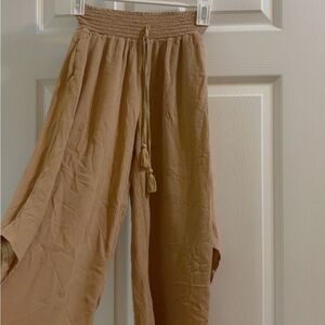 Rewash Wide Leg Pants in Tan